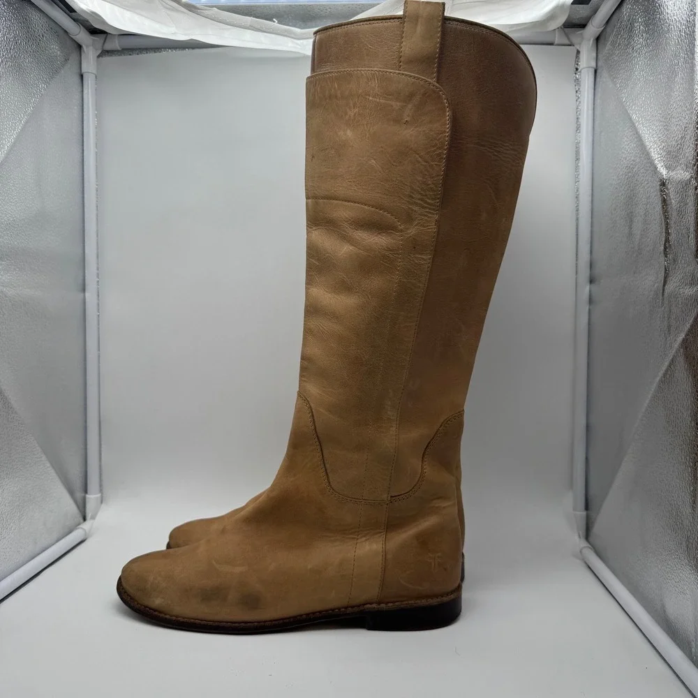 FRYE‎ Boots Paige Tall Riding Tan Leather Boots 77534 - Women's Size 8.5 B